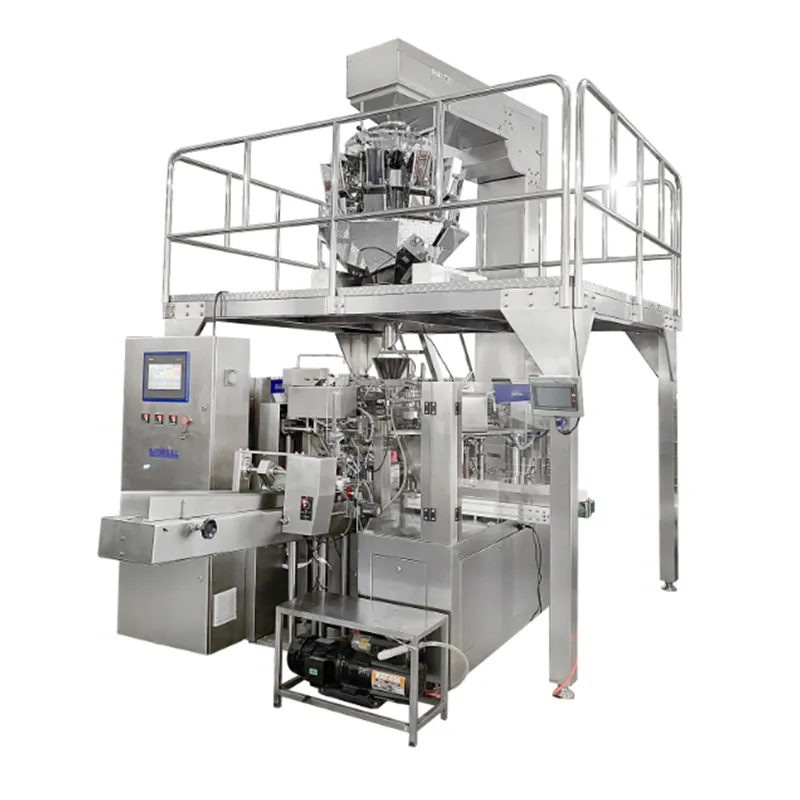 Máquina llenadora y selladora Doypack con cremallera de gránulos multicabezal