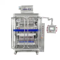 Máquina empacadora de sellado posterior de líquido de varios carriles
