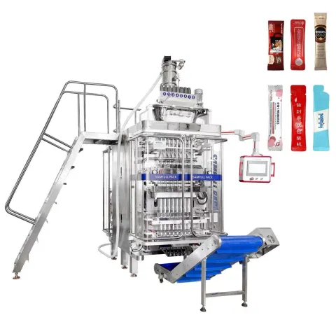 Empaquetadora de polvo de varios carriles con paquete en barra de bicarbonato de sodio, paquetes de bolsitas con sello trasero de 6 a 10 carriles