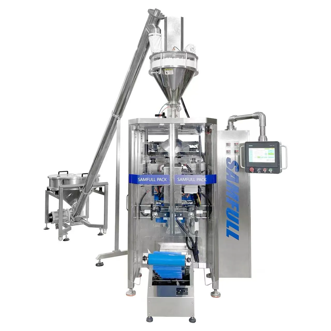 envasado de polvo de alta velocidad, llenado de polvo VFFS, sistema de dosificación de tornillo sin fin