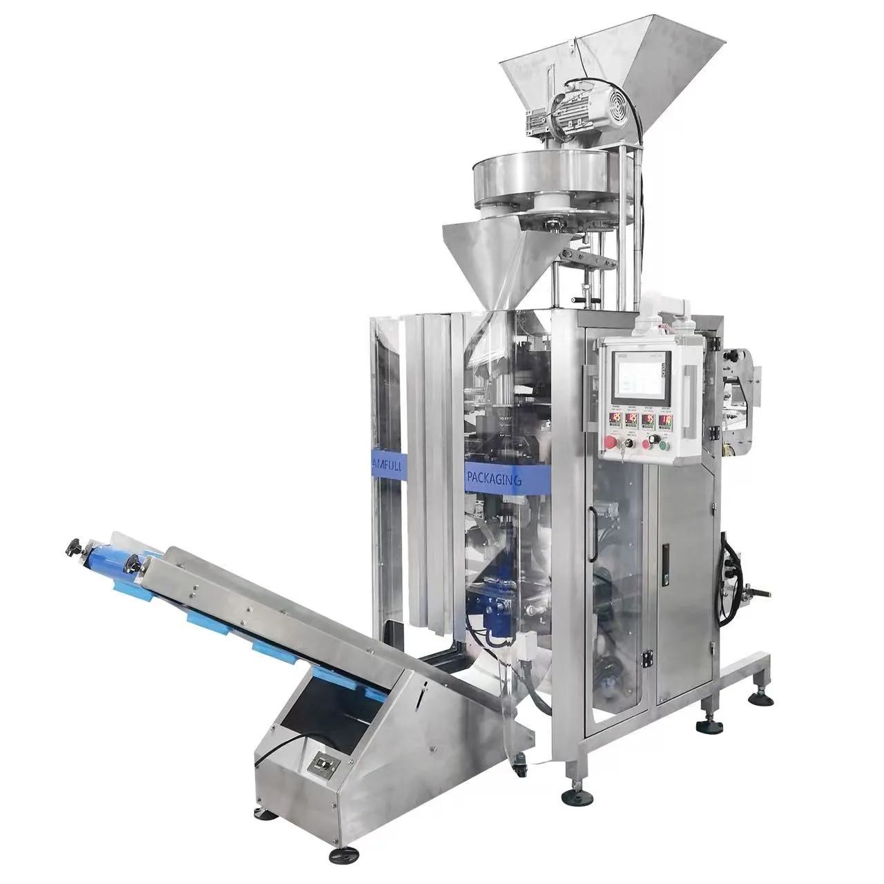 Máquina ensacadora granular de acero inoxidable con interfaz de control de pantalla táctil PLC